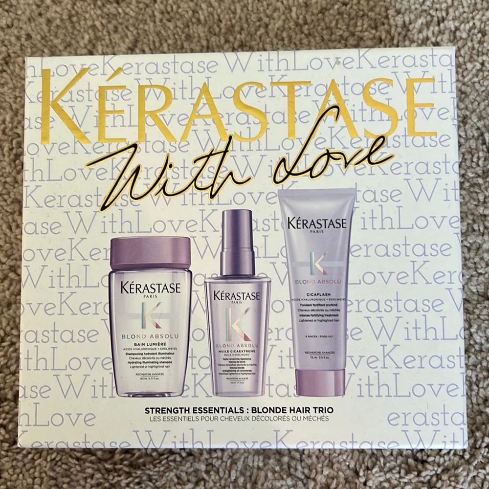 Kerastase with love, strength essentials, blonde hair trio